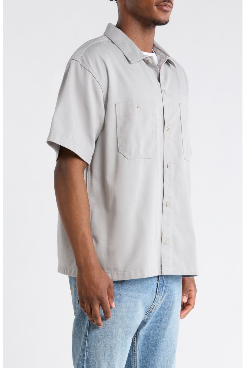 Larkspur Short Sleeve Cotton Button-Up Work Shirt, Alternate, color, DRIZZLE