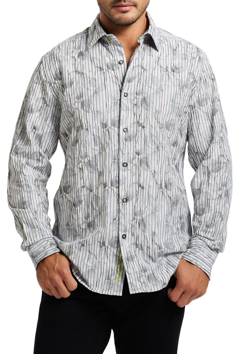 Lagos Long Sleeve Cotton Blend Button-Shirt, Main, color, OLIVE
