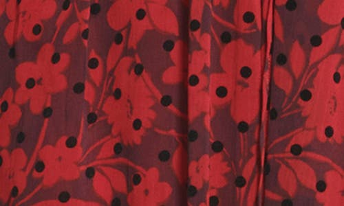 Tommy Hilfiger Flocked Playful Petal Dress In Wine Tasting/chili Pepper