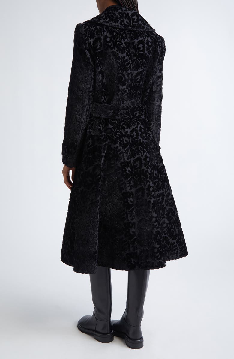 Burberry Belted Baroque Velvet Trench Coat, Alternate, color,