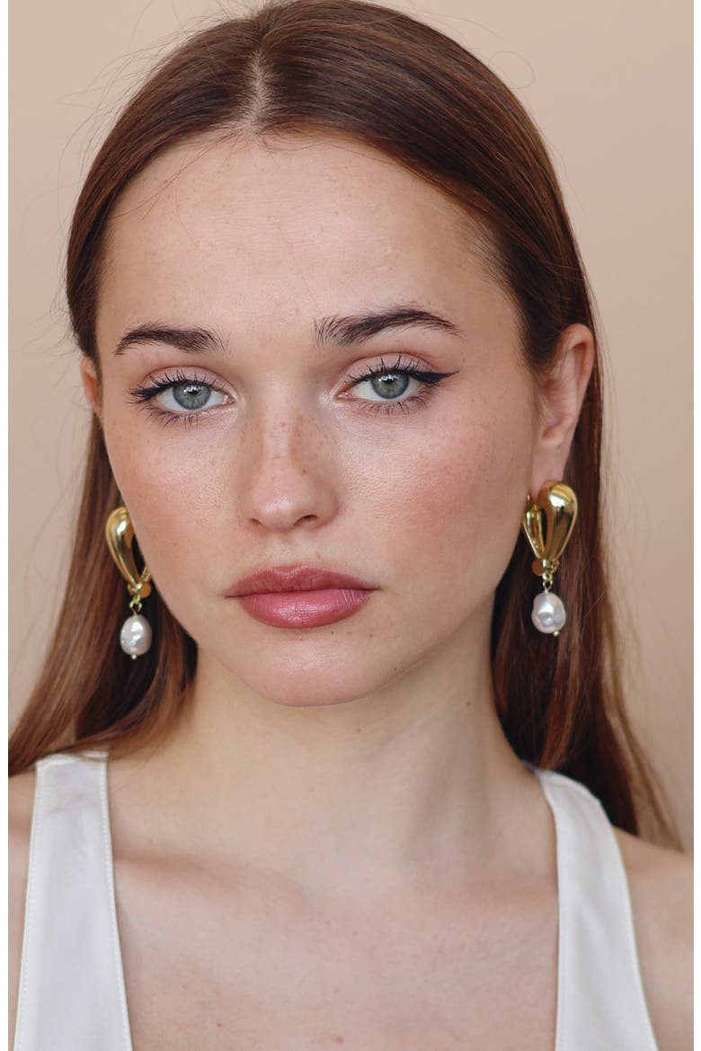 Earthen Drop Earrings, Alternate, color, GOLD/ PEARL