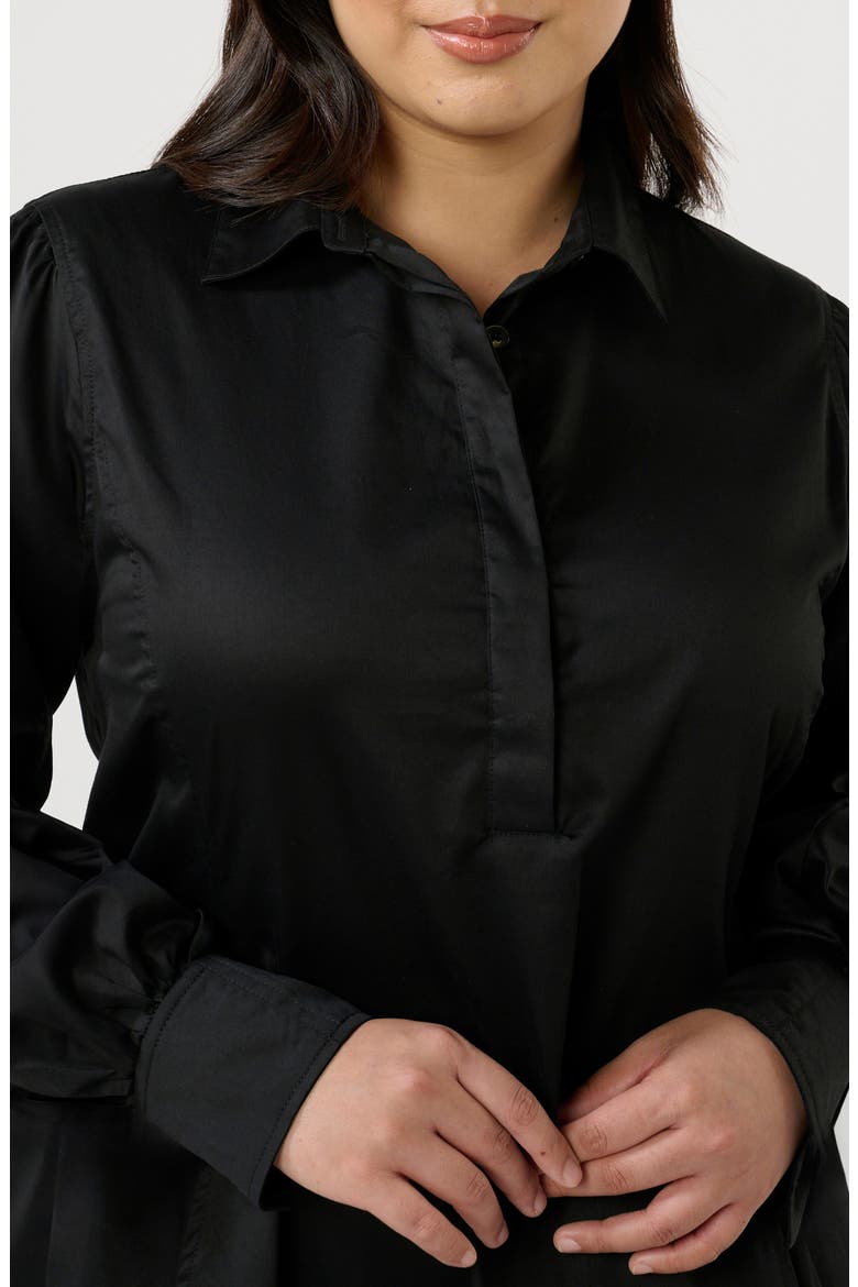 Asher Long Sleeve Cotton Shirtdress, Alternate, color, BLACK