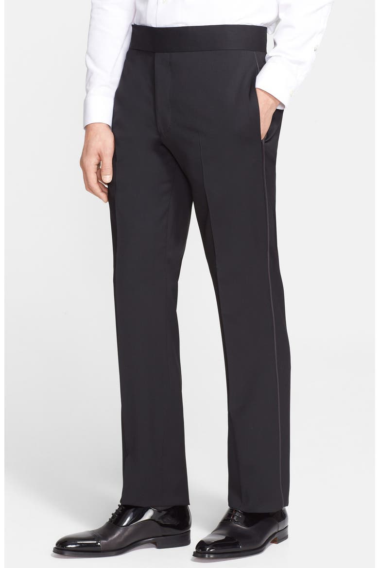 Armani Collezioni 'Giorgio' Trim Fit Notch Lapel Tuxedo, Alternate, color, SOLID BLACK
