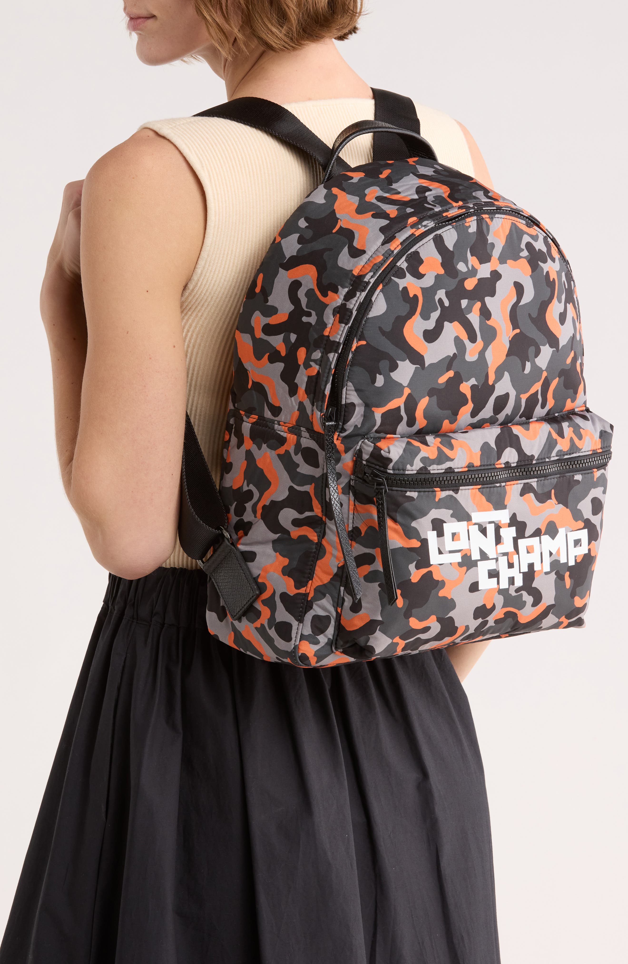 Longchamp Camo Backpack, Alternate, color, Cement