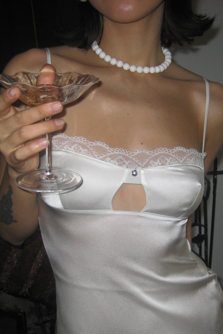 Silk Adriana Nightgown, Alternate, color, White