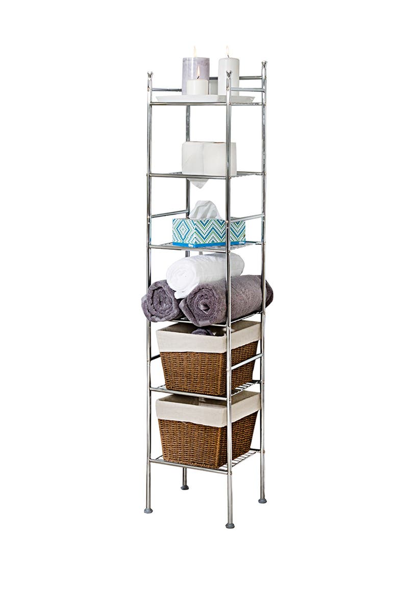 HONEY-CAN-DO Chrome 6-Tier Metal Tower, Alternate, color, 