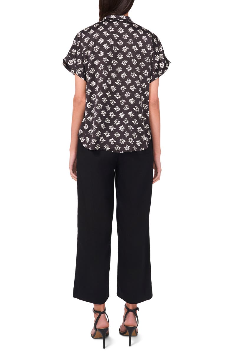 Halogen<sup>®</sup> Textured Tie Front Shirt, Alternate, color, Rich Black Print