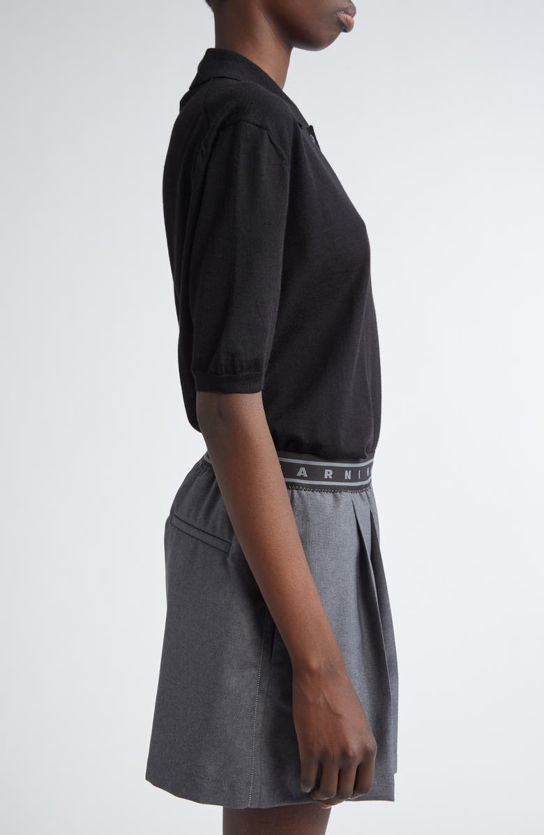 Marni Embroidered Logo Oversize Virgin Wool & Silk Polo Sweater, Alternate, color, 