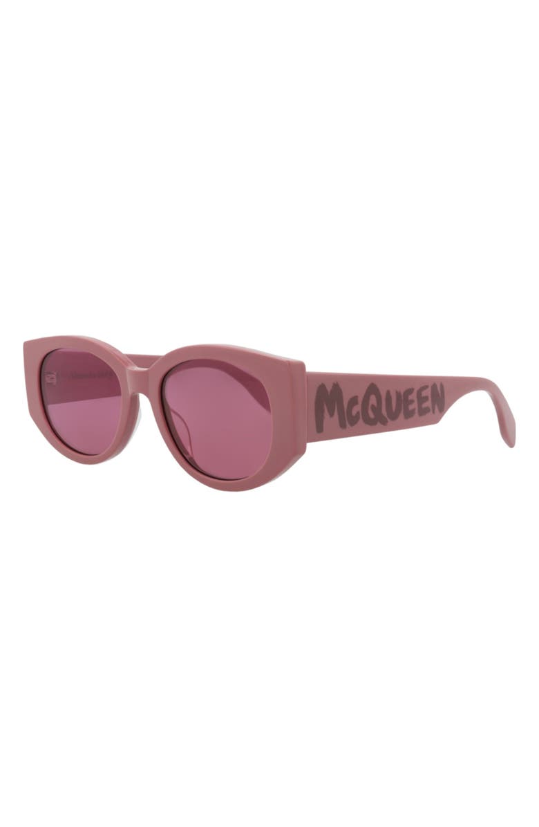 McQueen 54mm Oval Sunglasses, Alternate, color, Pink Pink Violet