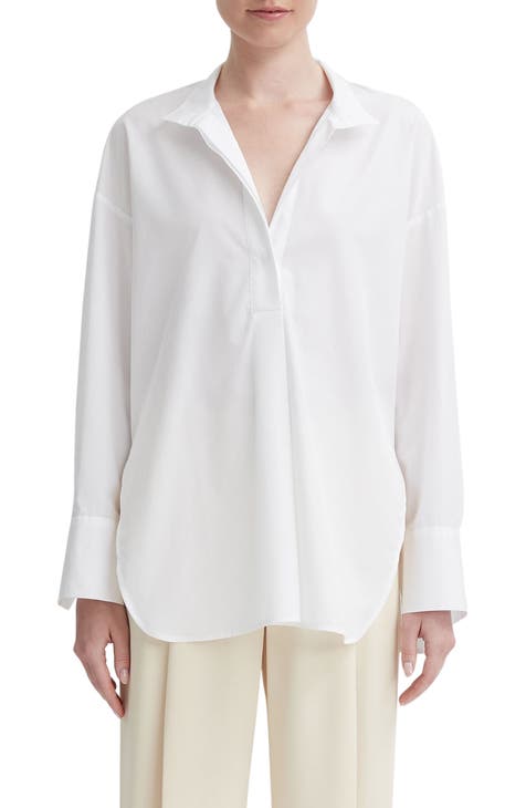 Half Placket Cotton Button-Up Shirt