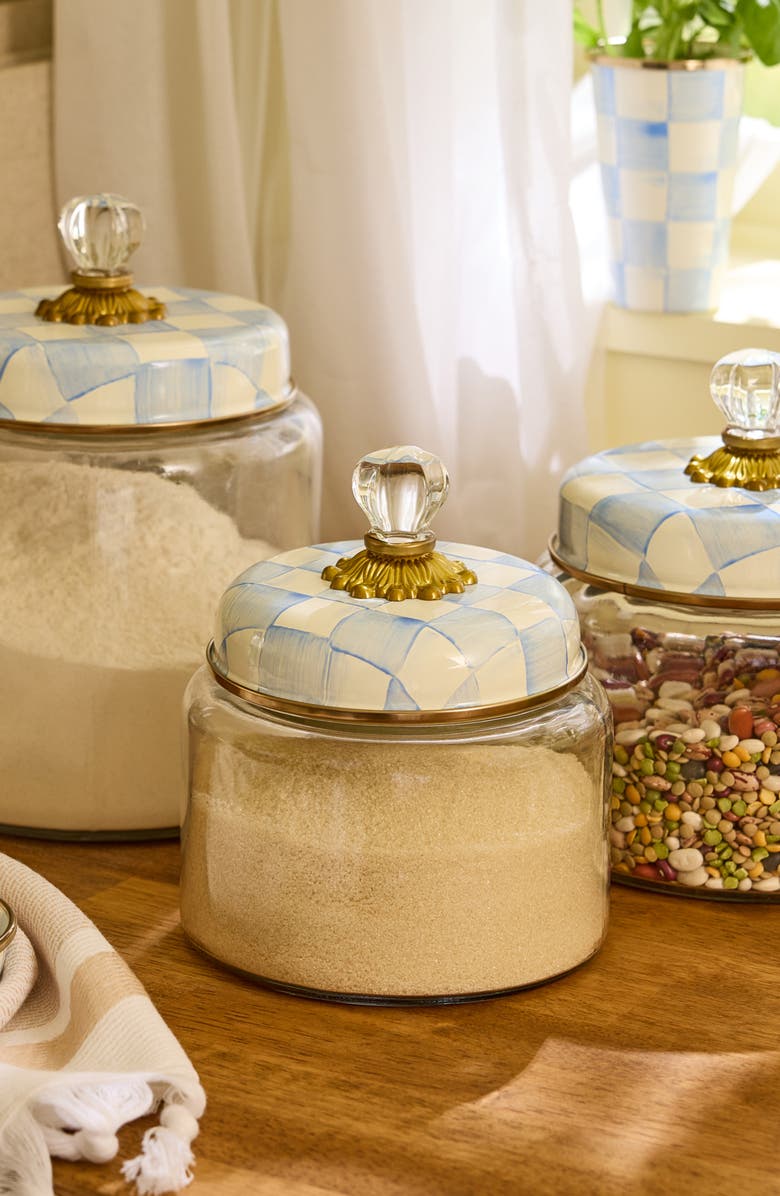 MACKENZIE CHILDS Sky Check Small Kitchen Canister, Alternate, color, Sky Check