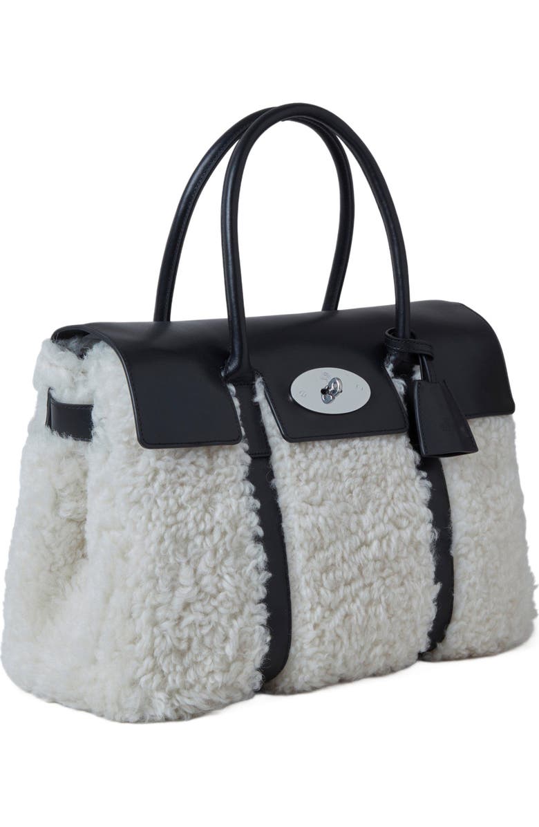 Mulberry Bayswater Leather Shearling Satchel, Alternate, color,