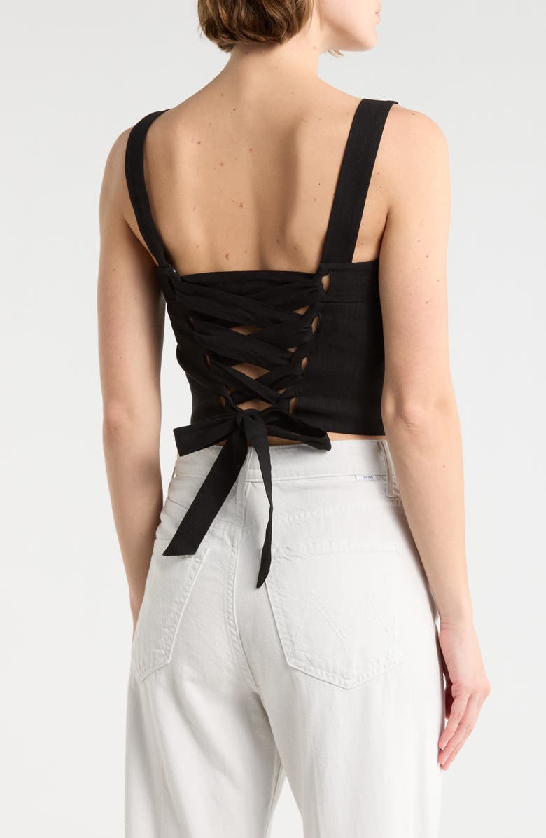 Alice + Olivia Natalia Lace-Up Crop Top, Alternate, color, Black