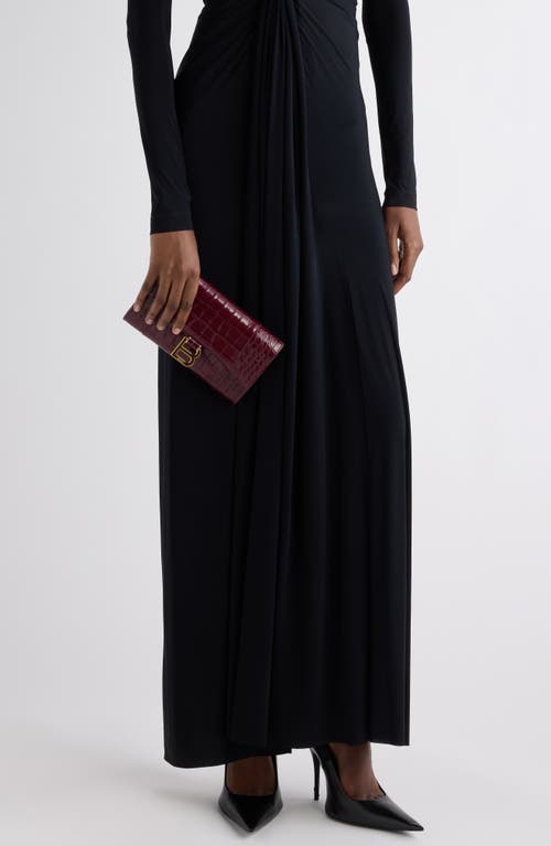 Balenciaga Hourglass Croc Embossed Patent Leather Wallet On A Chain In Multi