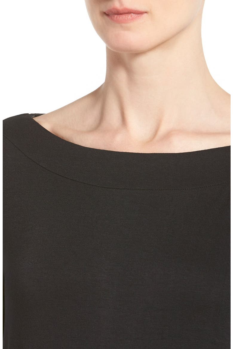 Boat Neck Three Quarter Sleeve Top, Alternate, color, BLACK