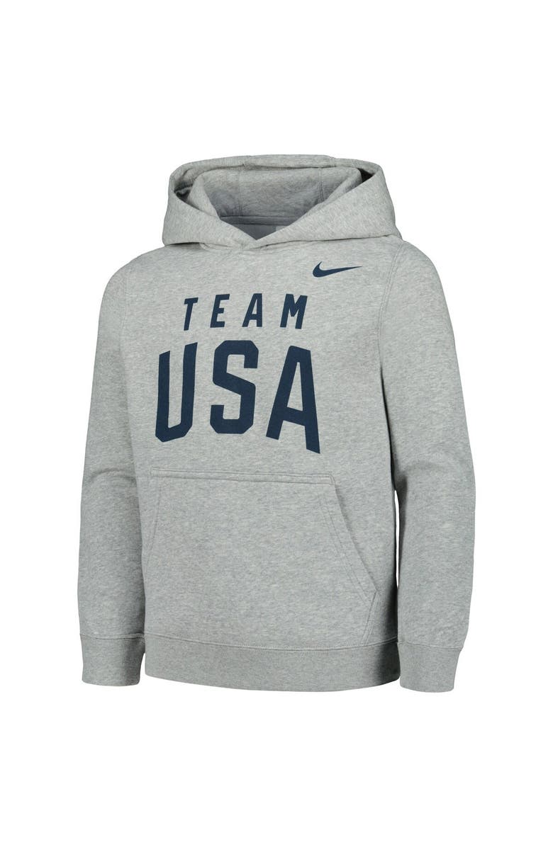 Nike Youth Nike Gray Team USA Club Fleece Pullover Hoodie, Alternate, color,