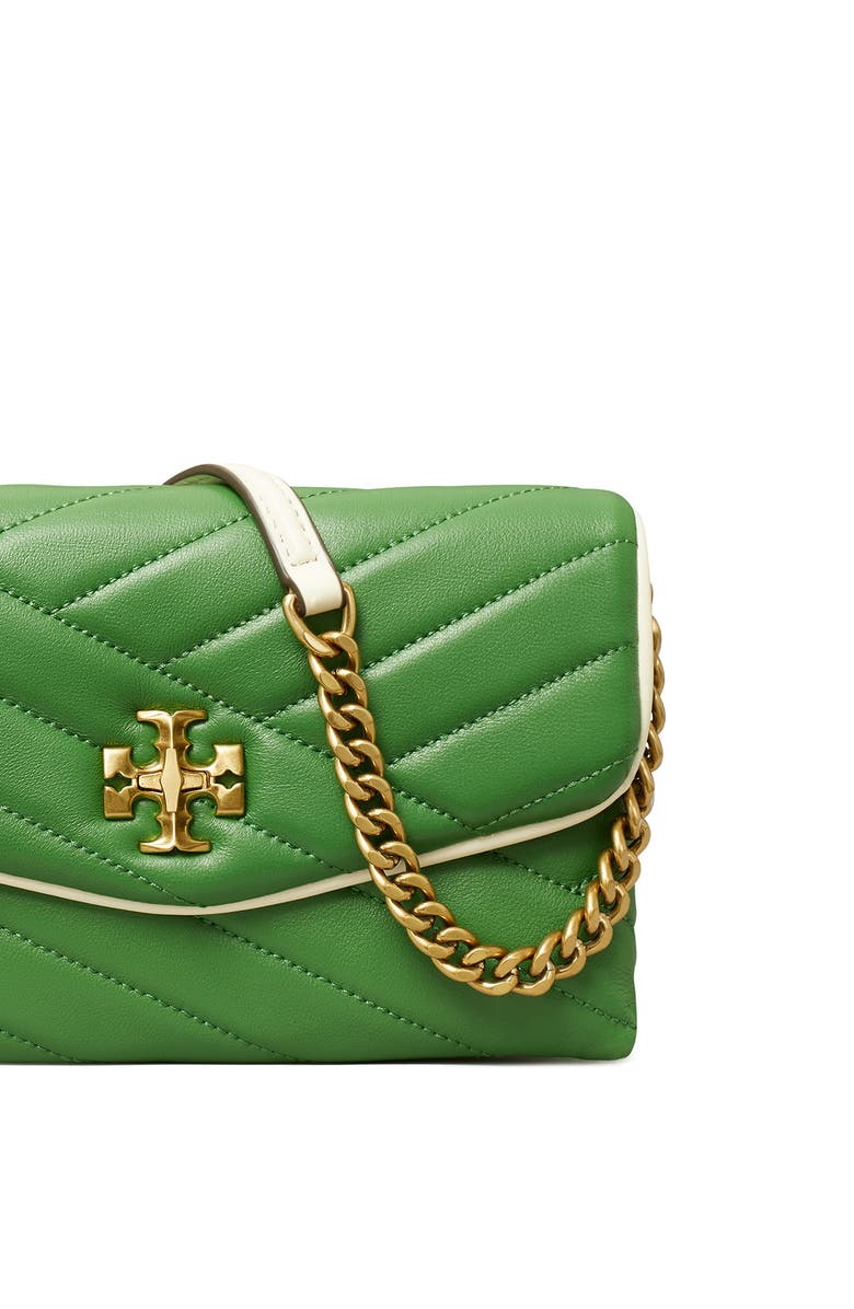 Tory Burch Kira Pop Edge Chevron Quilted Leather Wallet on a Chain, Alternate, color,