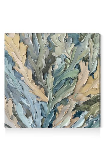 Wynwood Studio Calming Seaweed Beach Coastal Inspired Canvas Wall Art In Blue