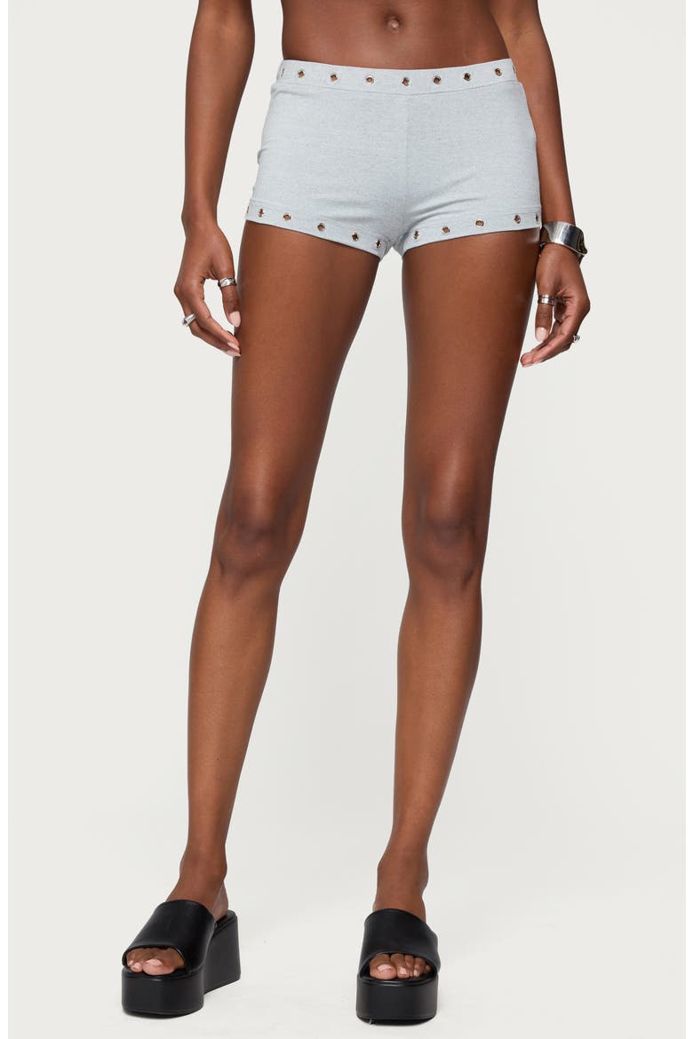 Neriah Grommet Trim Micro Shorts, Main, color, GRAY-MELANGE