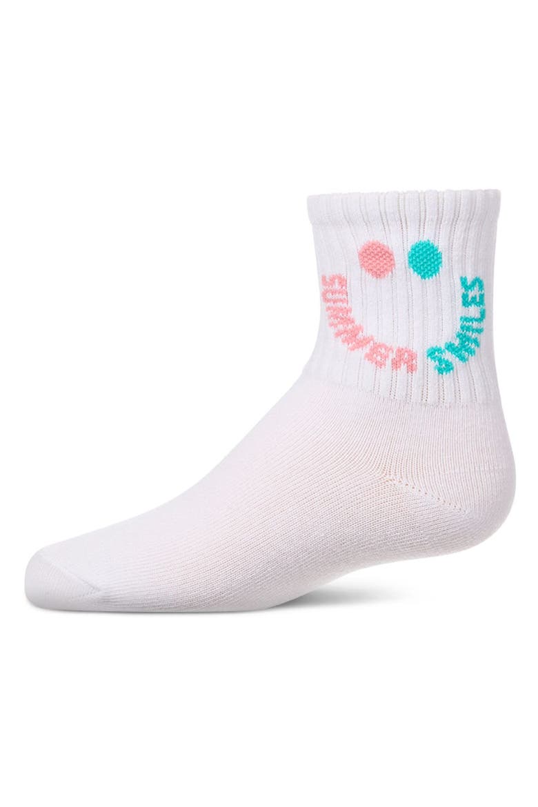 Summer Smiles Novelty Crew Sock, Main, color, White