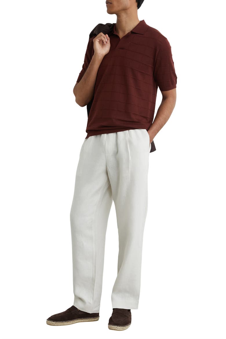 Serval Check Texture Polo Sweater, Alternate, color, BORDEAUX