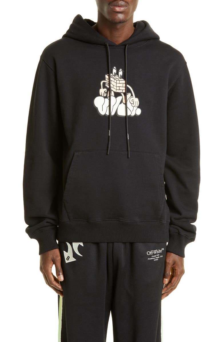 Off-White Gender Inclusive Brick Cotton Graphic Hoodie, Main, color,