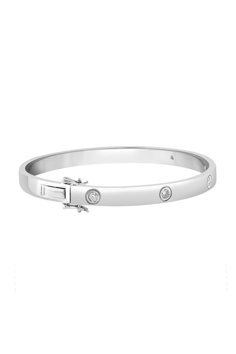 925 Sterling Silver Diamond Station Bangle, Alternate, color, Sterling Silver