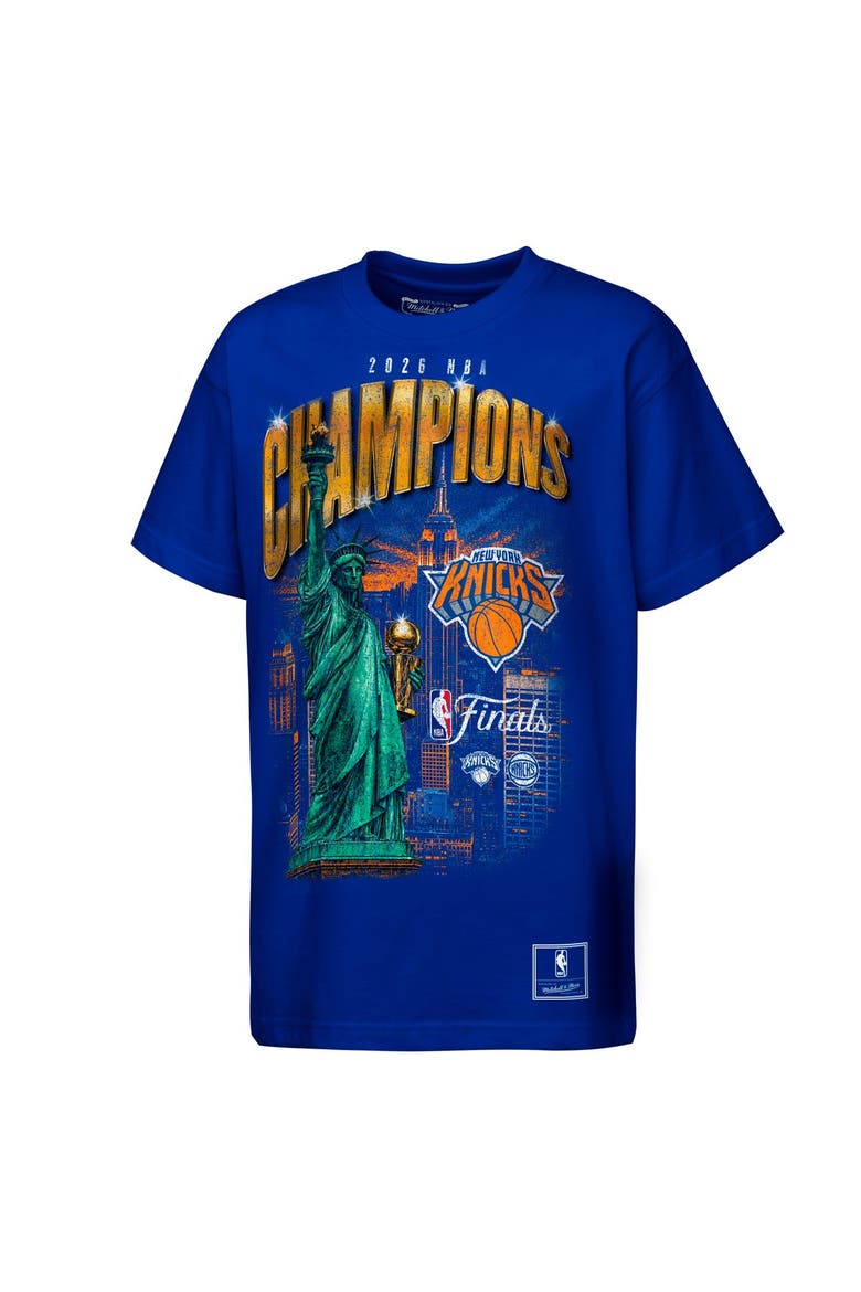 Youth Mitchell & Ness  Blue New York Knicks Lady Liberty T-Shirt, Main, color, Blue