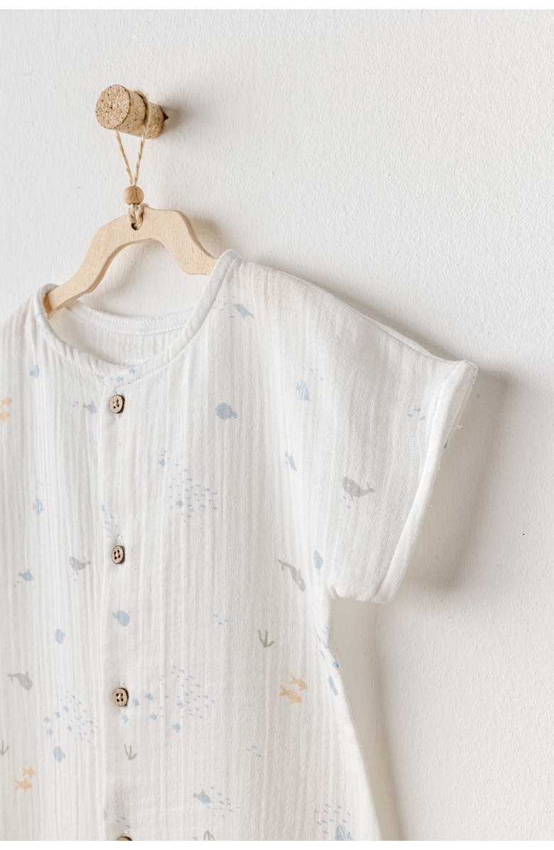 Andy Wawa Happy Ocean Muslin Romper, Alternate, color,