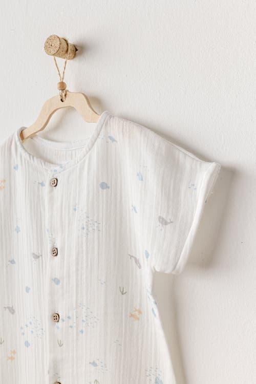 Shop Andy Wawa Happy Ocean Muslin Romper In White