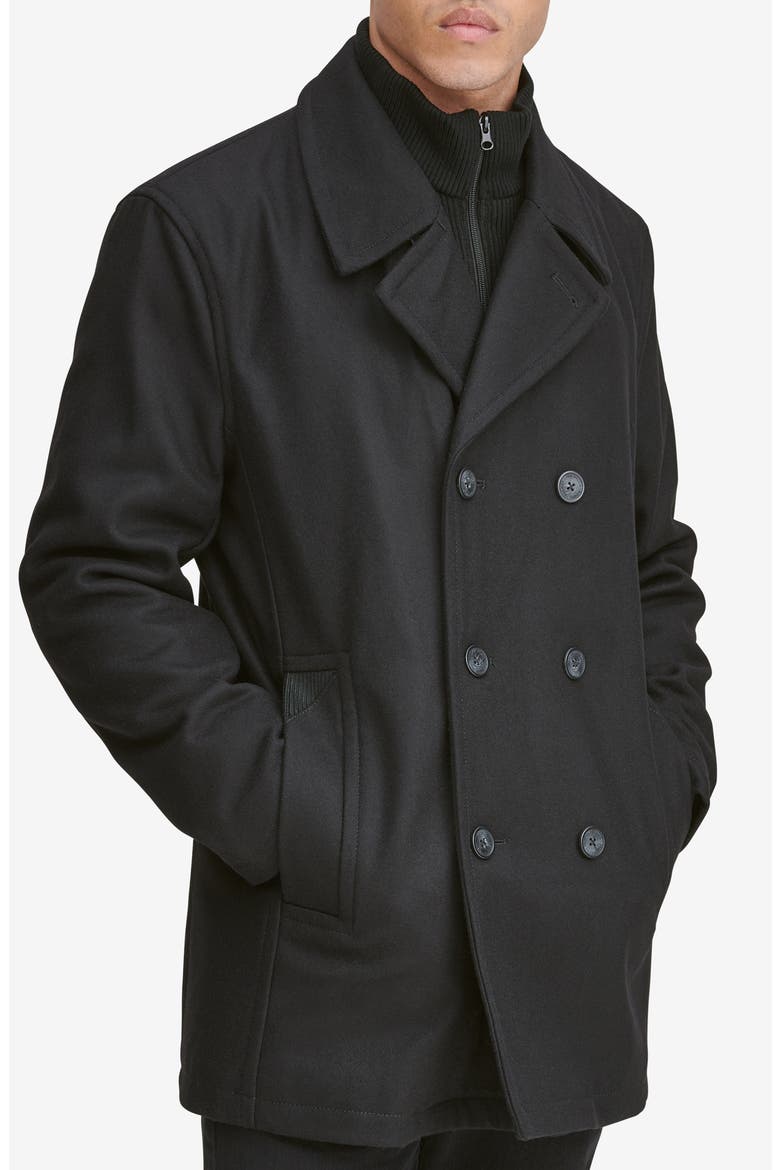 Burnett Wool Blend Peacoat, Alternate, color, BLACK