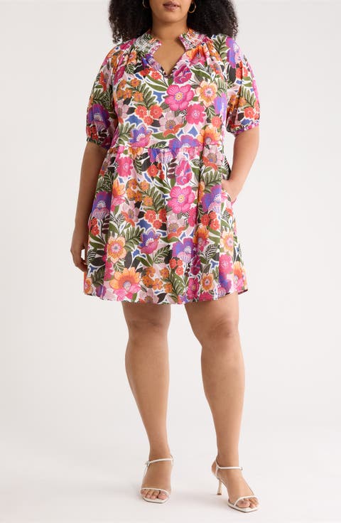 Rendal Floral Jesse Babydoll Dress (Plus)