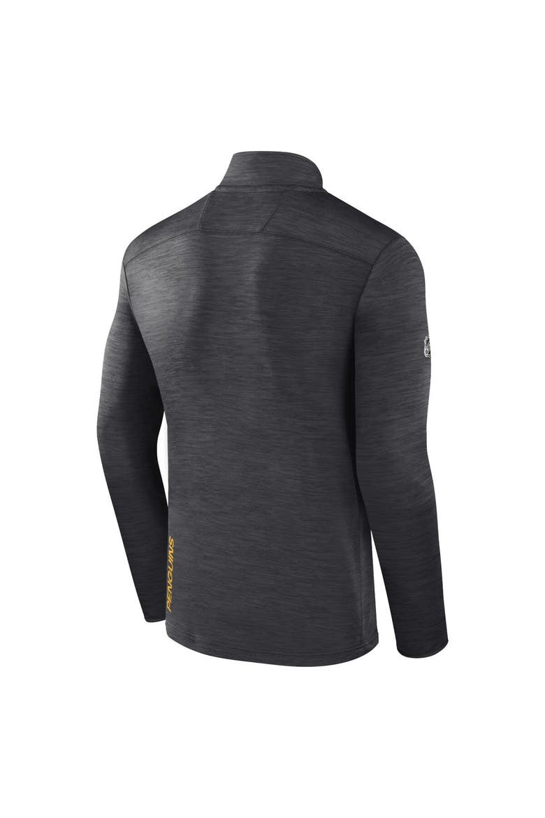 Men's Fanatics Branded  Heather Charcoal Pittsburgh Penguins Authentic Pro Quarter-Zip Pullover Top, Alternate, color, Heather Charcoal