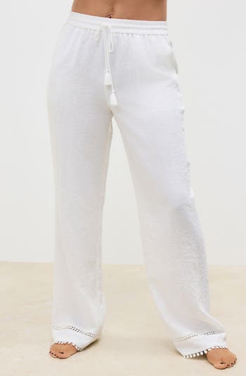 NEXT Crinkled Tie Waist Wide Leg Pants | Nordstrom