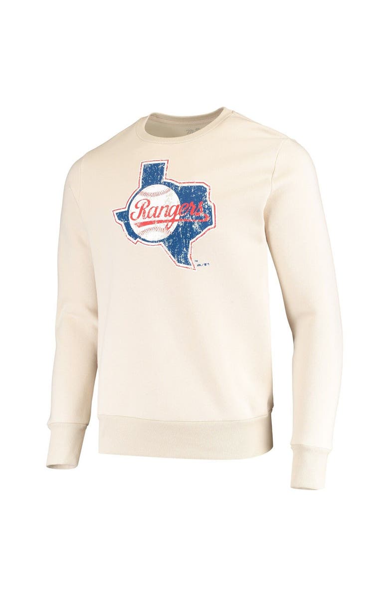 Majestic Threads Men's Majestic Threads Oatmeal Texas Rangers Fleece Pullover Sweatshirt, Alternate, color, Oatmeal