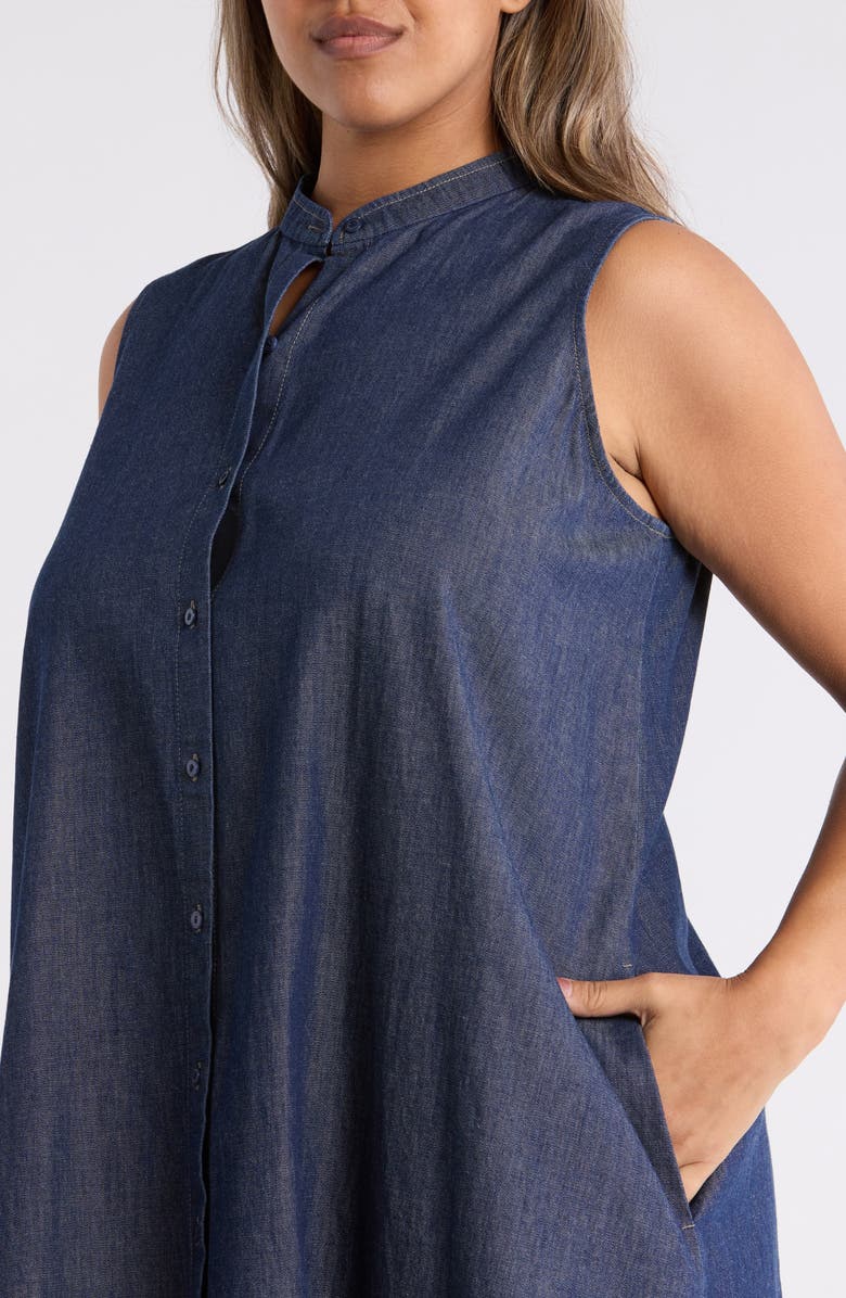 Eileen Fisher Sleeveless Denim Dress, Alternate, color, Dark Indigo