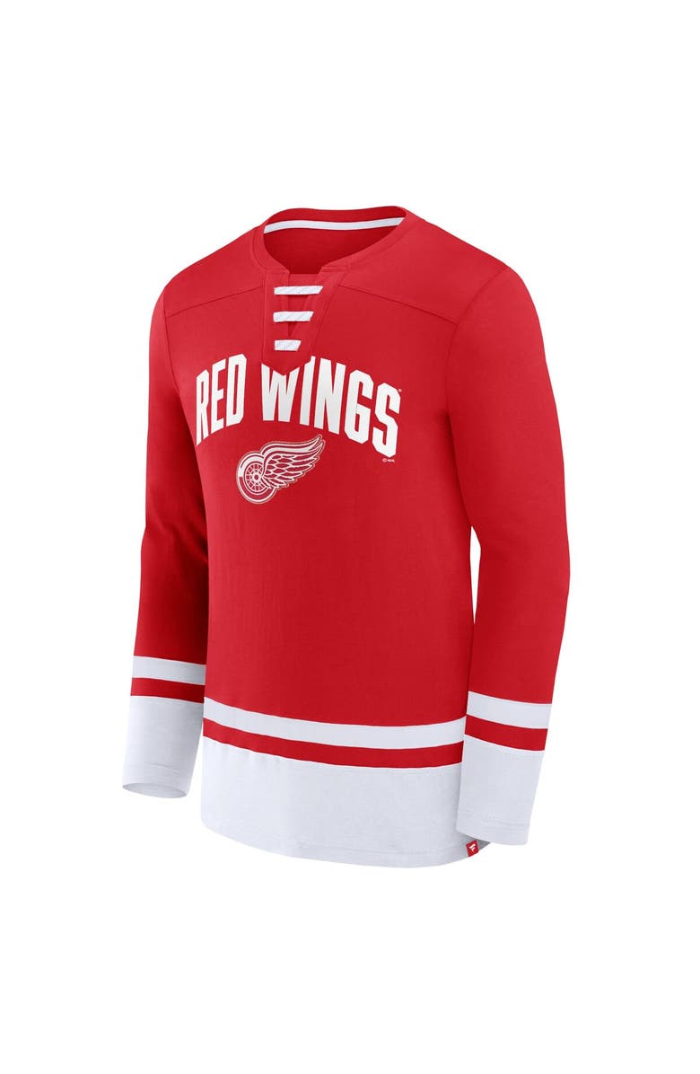 FANATICS Men's Fanatics Branded Red Detroit Red Wings Back Pass Lace-Up Long Sleeve T-Shirt, Alternate, color, 