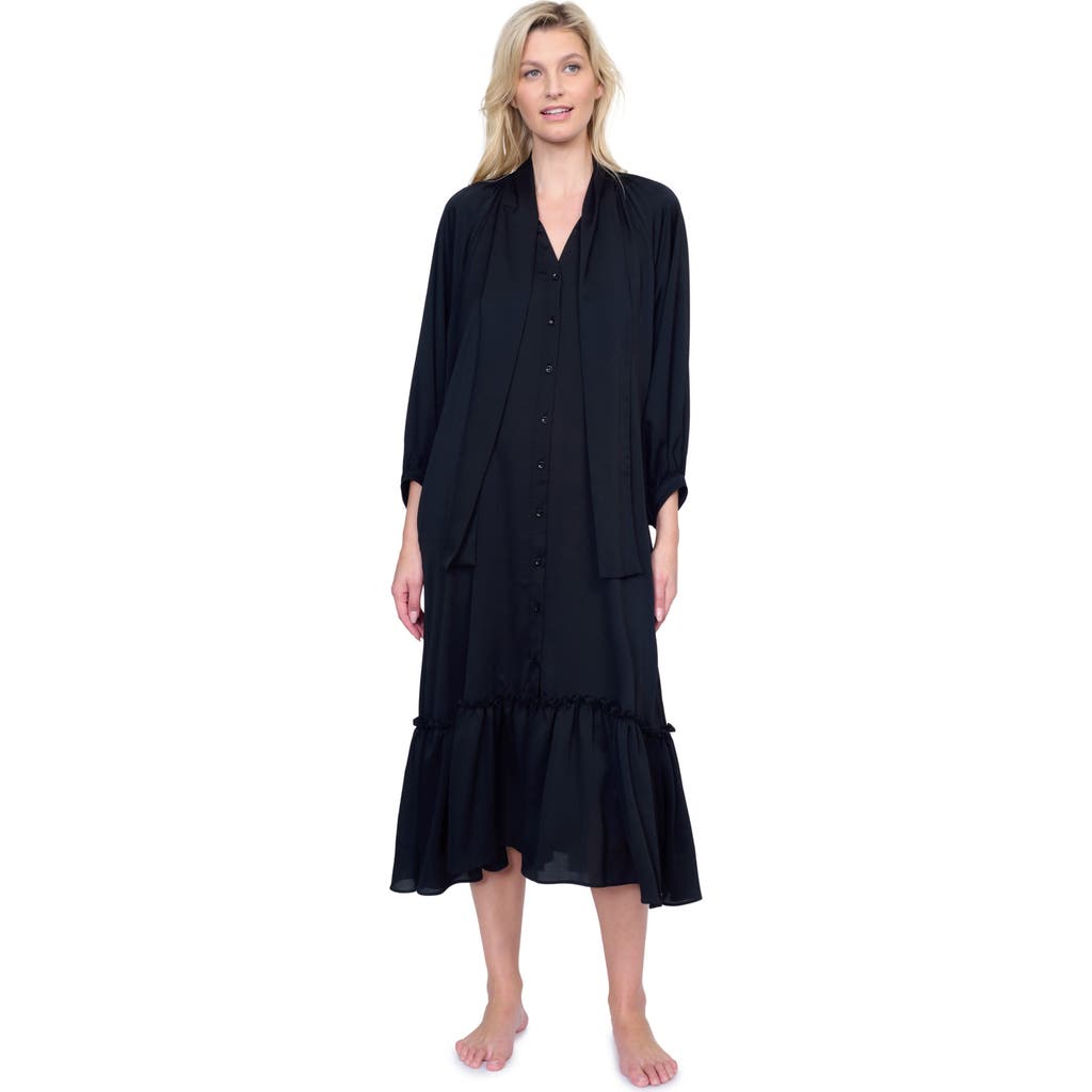 Gottex Day Dreamer Button Down Maxi Long Dress In Black