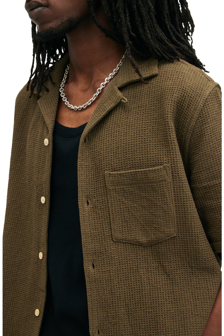 Helston Oversize Waffle Camp Shirt, Alternate, color, CAGE BROWN