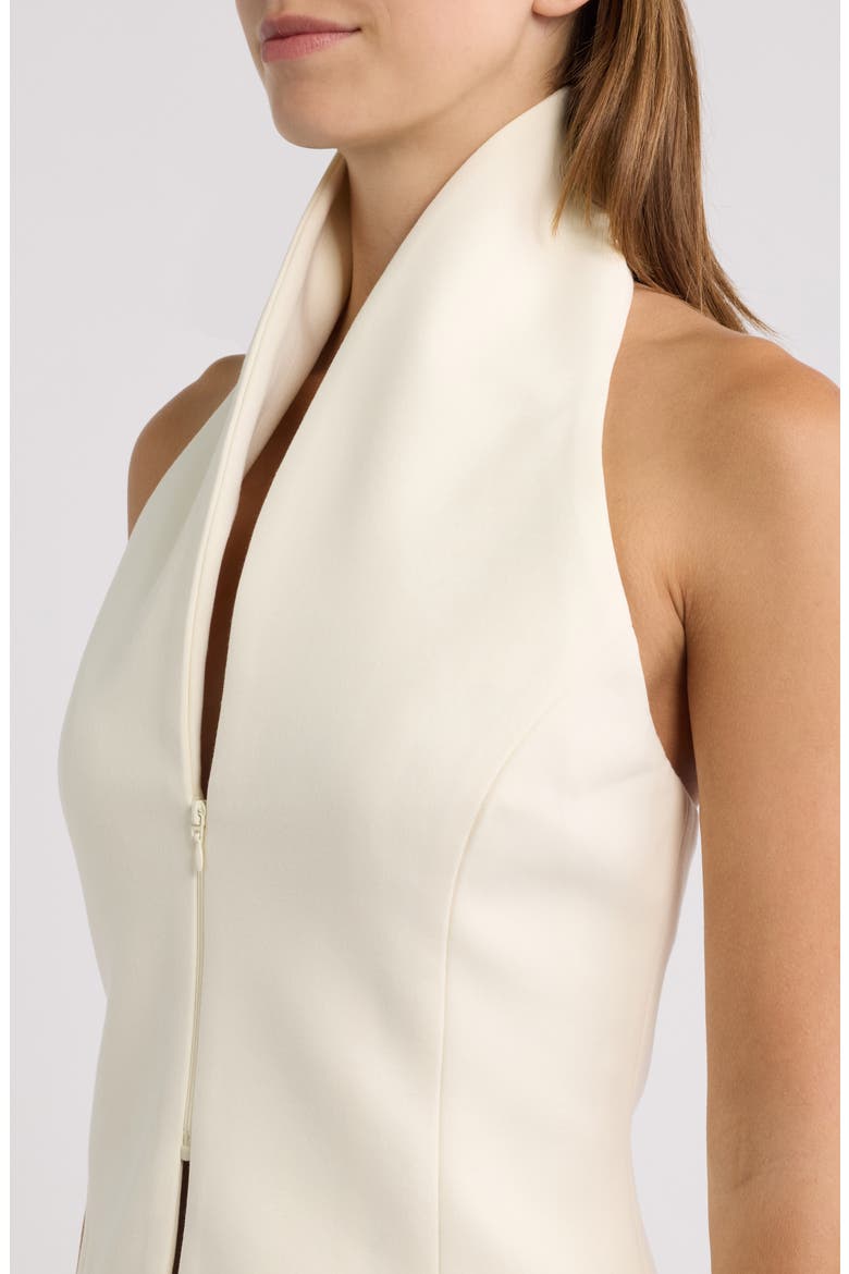Front Zip Halter Top, Alternate, color, ECRU