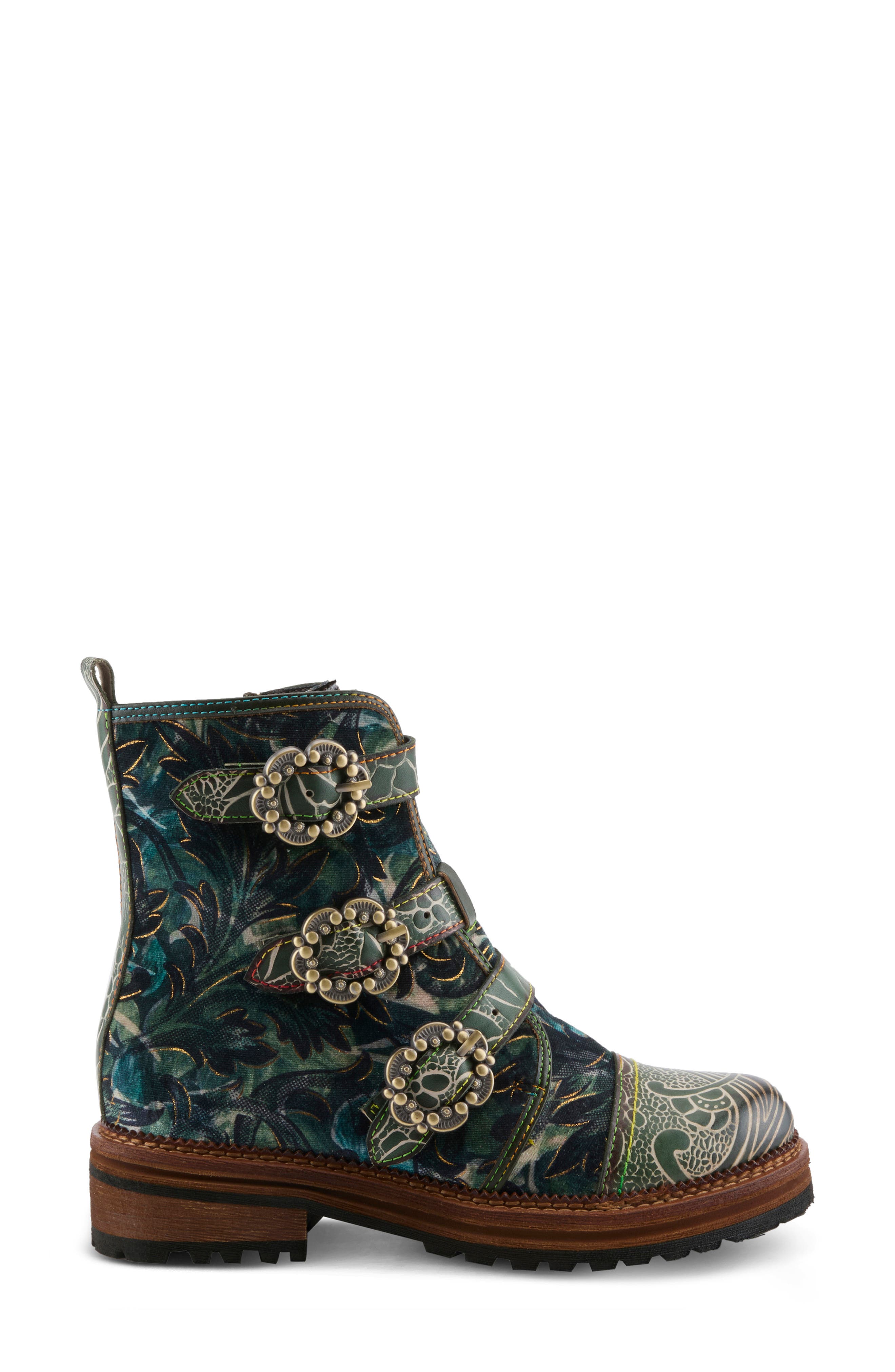 Thisway Buckle Strap Bootie, Alternate, color, GREEN MULTI