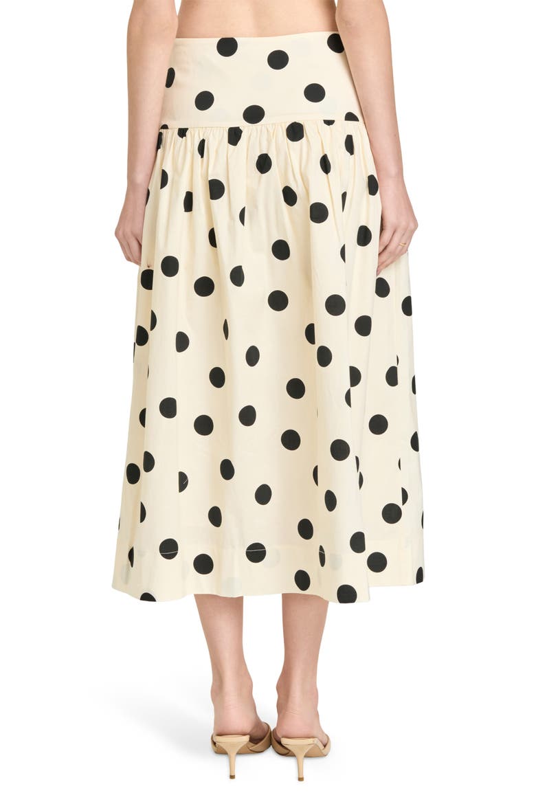 Mia Polka Dot Stretch Cotton Midi Skirt, Alternate, color, ANT IVORY POLKA DOT