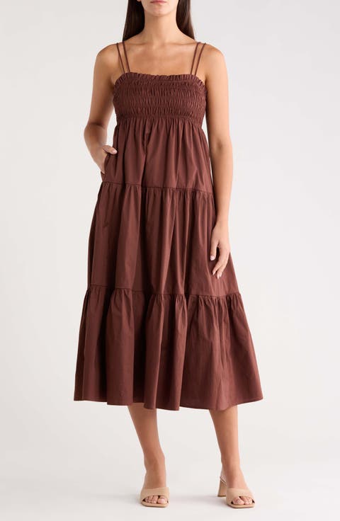 Gennie Smocked Tiered Cotton Midi Dress