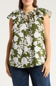 SUGARLIPS Haizley Floral Print Cap Sleeve Shirt