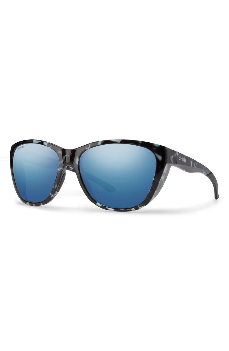Smith Shoal 58mm ChromaPop Polarized Wraparound Sunglasses, Alternate, color, Sky Tortoise / Blue