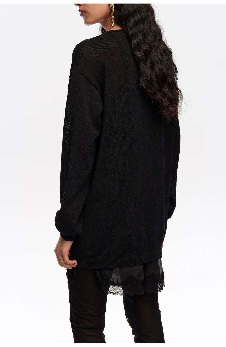 Bimba y Lola Cotton V-Neck Sweater, Alternate, color, Black