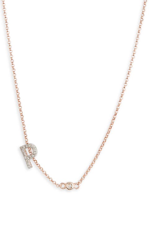 Bezel Diamond Initial Chain Necklace - 0.2ct.