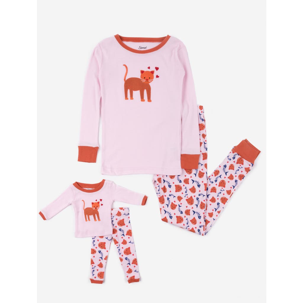 Leveret Girls Matching Doll Printed Cotton Pajamas, Animal & Seasonal Prints In Purple