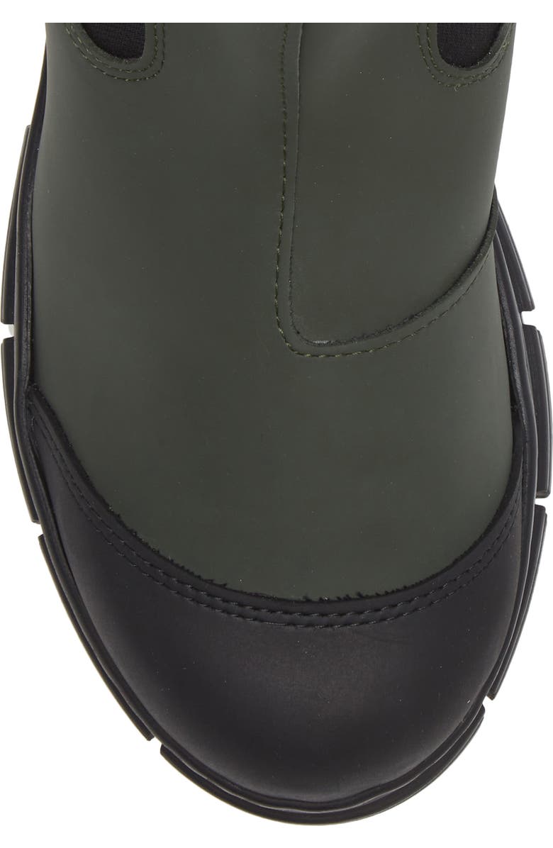 Ganni Faux Fur Lined & Recycled Rubber Chelsea Boot, Alternate, color,