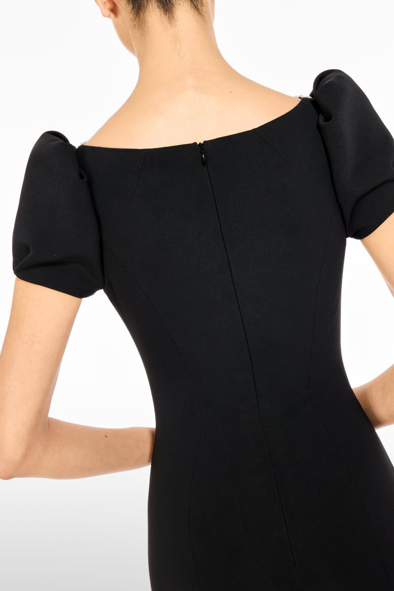 Vienna Embellished Puff-Sleeve Midi Dress, Alternate, color, Liquorice